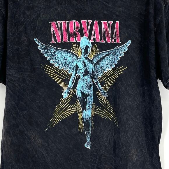 Nirvana In Utero Black Acid Wash Graphic Band Tee XL NWOT - Picture 3 of 7